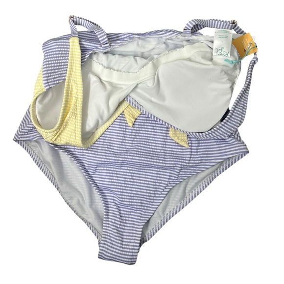 Kona Sol Yellow and Blue Striped One Piece Swimsuit - Picture 7 of 11